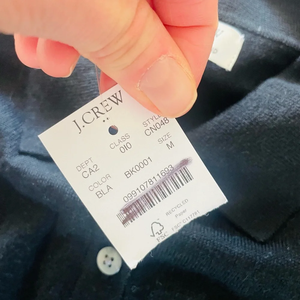J. CrewMerinow Blend Sweater Polo NWT in black